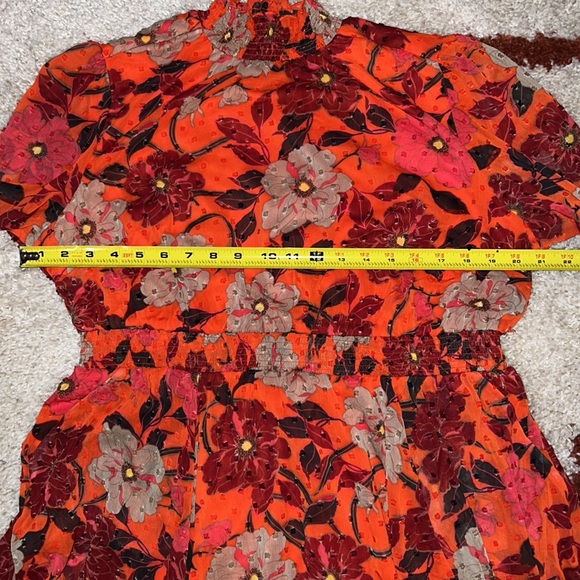Torrid Mini Clip Dot Floral Blouson Sleeve Dress Size 00 - Picture 8 of 12